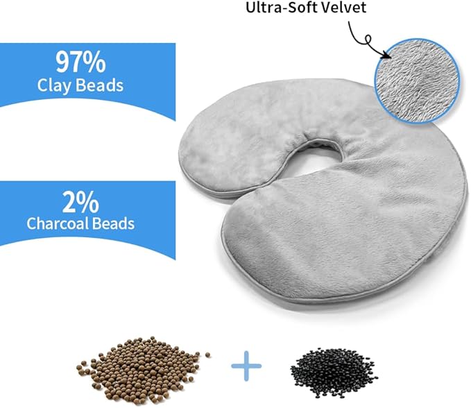 Heated Face Mask, Microwave Heating Pad for Face, Sinus Mask for Migraine, Tension, Stress, Headache, Relaxation(with Washable Cover), Hot Cold Use - Grey