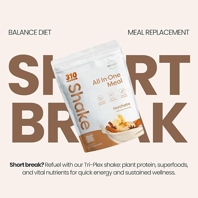 310 Nutrition All-In-One Meal Replacement Shake Powder - Plant-Based Protein Smoothie Blend w/High Fiber, Probiotics & Adaptogens - Low Carb, Vegan, Keto & Paleo Friendly - Horchata - 28 Srv