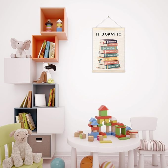 Ecezatik Mental Health It's OK to Be Yourself Poster Hanger Frame, Mental Health Awareness Posters Wall Decor for Classroom Therapy Office School Counselor Office Calm Down Corner, 12x16 Inches