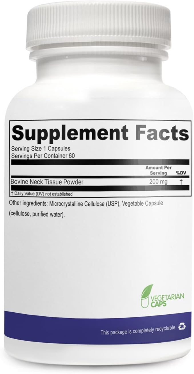Raw Grass-Fed Desiccated Bovine Thyroid - Thyroid and Energy Support - New Zealand Sourced, 60 Capsules