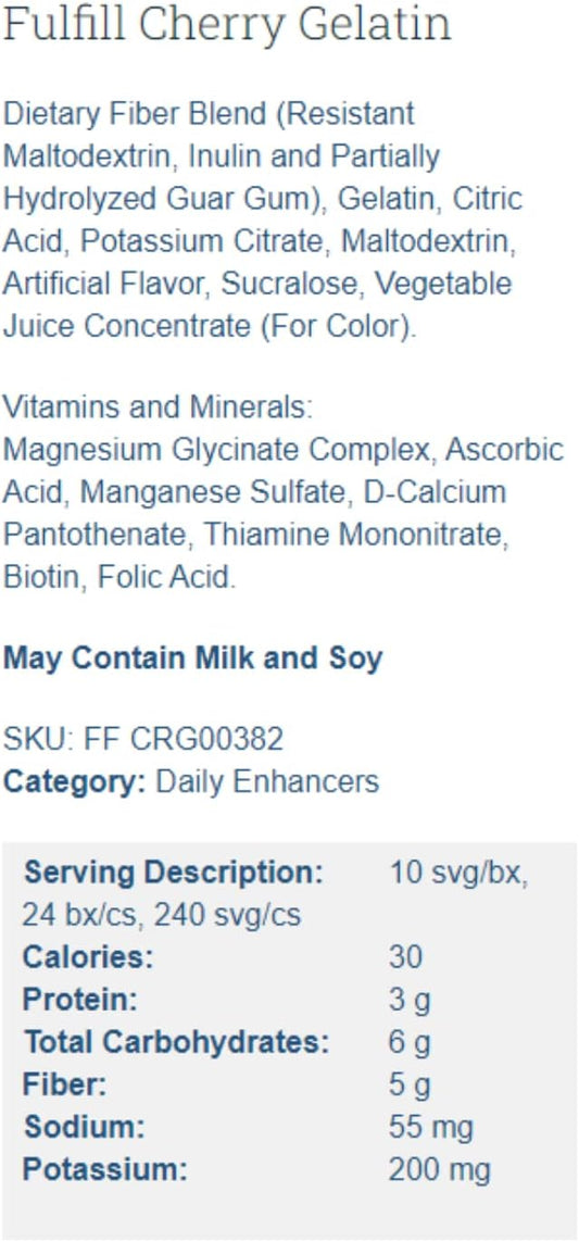 Nutmeg State Nutrition – High Fiber Drink Mix, Low Calorie, Fat Free, Decaffeinated, Sugar Free, Naturally Flavored, Ideal Protein Compatible, Aspartame Free, 10 Servings Per Box (Cherry Gelatin)