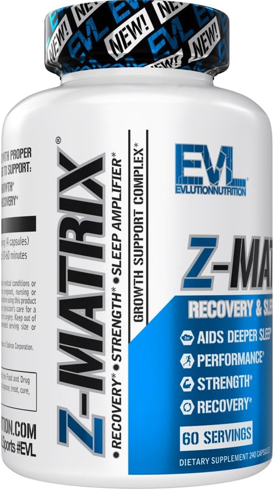 EVL Post Workout Recovery Bodybuilding Supplement - Magnesium and Zinc - ZMatrix Zinc Magnesium Aspartate Muscle Recovery Supplement for Sleep Support and Muscle Health