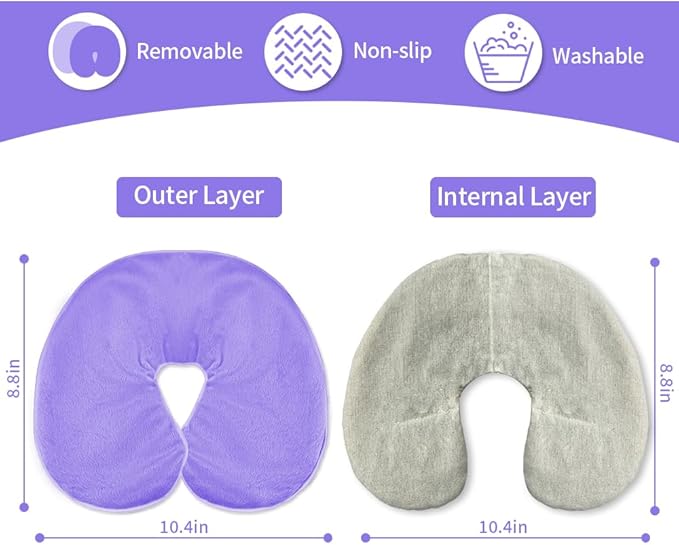 Heated Face Mask, Microwave Heating Pad for Face, Sinus Mask for Migraine, Tension, Stress, Headache, Relaxation(with Washable Cover), Hot Cold Use - Purple