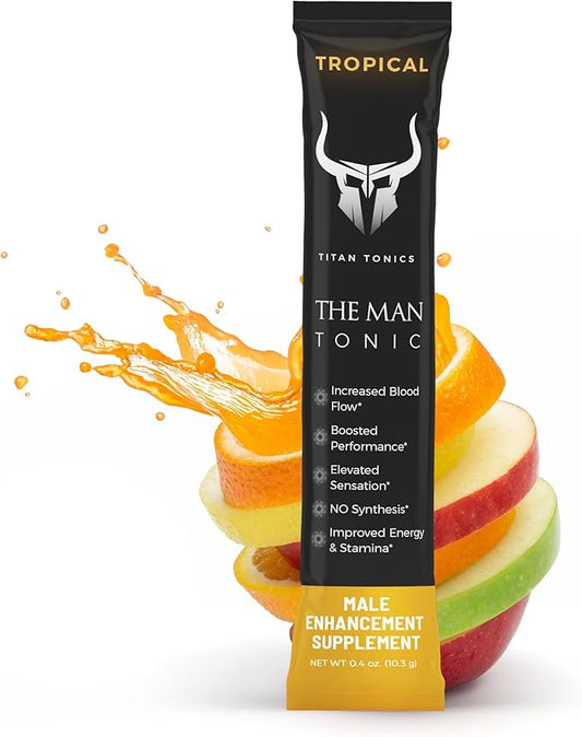 Male Enhancing Supplement Powder – Testosterone Supplement for Men with Tongkat Ali, Maca Root, Horny Goat Weed Powder, Beet Root & L-Citrulline – Nitric Oxide Booster (1 Stick Pack) - Tropical