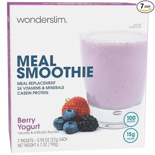 WonderSlim Meal Replacement Smoothie, Berry Yogurt, 15g Protein, Gluten Free (7ct)