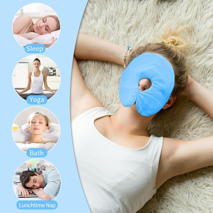 Heated Face Mask, Microwave Heating Pad for Face, Sinus Mask for Migraine, Tension, Stress, Headache, Relaxation (#33 Blue)