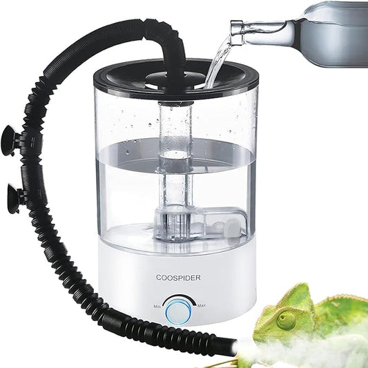 Coospider 4.2L Top Fill Reptile Fogger Mister, Reptile Humidifier for Reptiles Tank, Terrariums Humidifier with Extended Tube, Automatic Reptile Misting System for Reptiles Amphibians Herps Vivarium