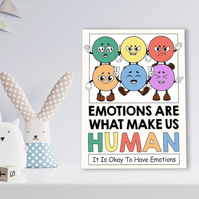 Inspirational Mental Health Wall Decor,Emotions Make Us Human Wall Art,Therapy Office Wall Decor,Motivational Canvas Wall Art for Classroom Psychologist Office Home