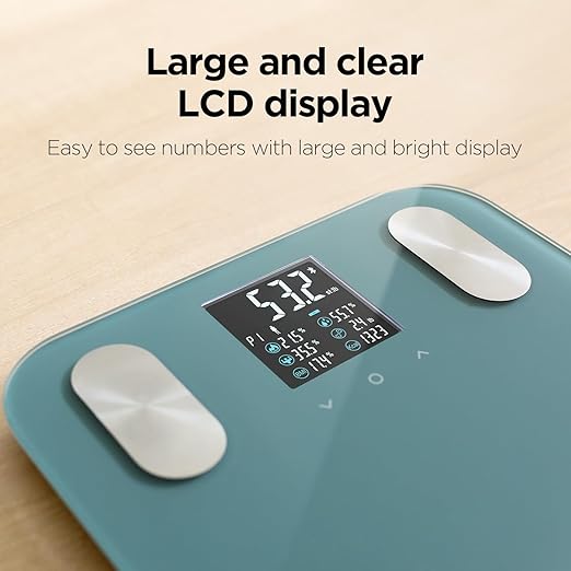 mooas Smart Scale for Body Weight Fat Bluetooth Scale, Digital Bathroom Scale with BMI, Body Fat, Muscle Mass Composition, LCD Accurate Wi-Fi Bluetooth Scale for Home Smartphone App, 396 lbs (Ivory)