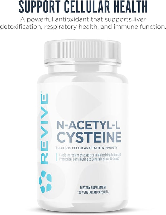 Revive MD NAC Supplement for Men & Women - N-Acetyl Cysteine Supports Respiratory, Cardiovascular & Cellular Health - Antioxidant & Immune Support - 120 Capsules
