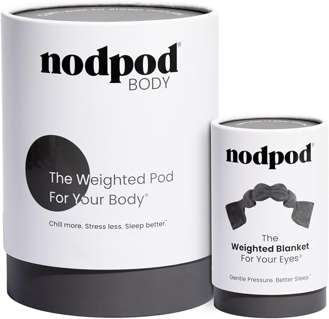 Nodpod Weighted Blanket & Sleep Mask Bundle – Ultra-Soft Body Blanket with Glass Beads + Light-Blocking Eye Mask – Relaxation, Comfort, Travel & Better Sleep - Elephant Gray
