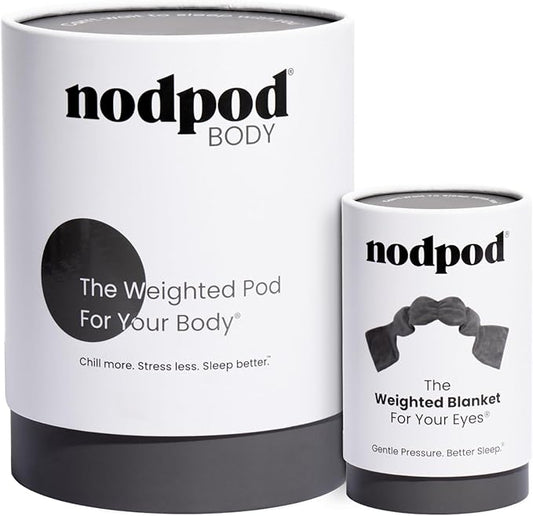 Nodpod Weighted Blanket & Sleep Mask Bundle – Ultra-Soft Body Blanket with Glass Beads + Light-Blocking Eye Mask – Relaxation, Comfort, Travel & Better Sleep - Elephant Gray