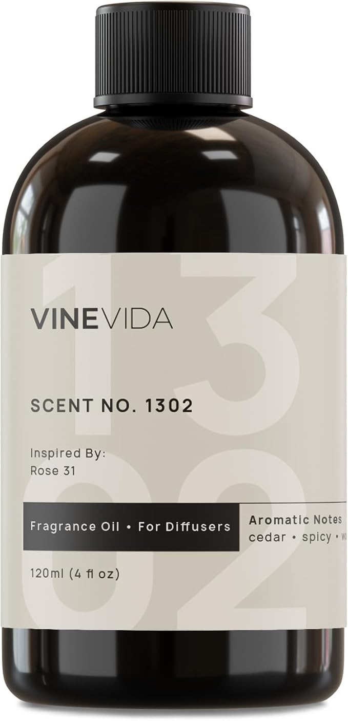 VINEVIDA [4 Fl Oz] Scent NO. 1302 Fragrance Oil for Cold Air Diffusers, Aromatic Notes of Cedarwood Spicy Woody, Essential Oils for Diffuser Oil Refill & Air Freshener Room Spray