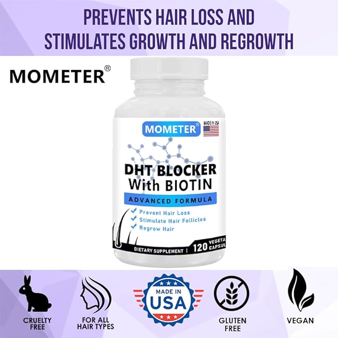 DHT Blocker Supplement for Hair Growth - Saw Palmetto, Biotin & Zinc for Women & Men - Stimulate Follicles, Reduce Hair Loss, Regrow Thicker Hair(120 Capsules)