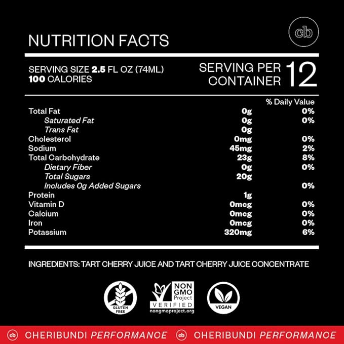 Cheribundi | 100% Tart Cherry Juice Pure Concentrate Multiserve | 32 Fluid Ounce Bottle for Maximum Recovery with 480 Tart Cherries | 100 Calories, 0 Preservatives, Non-GMO | 32 fl oz