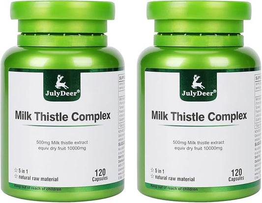 2 Bottles Milk Thistle 500 mg Silymarin Marianum Per Bottle - Total 240 Capsules