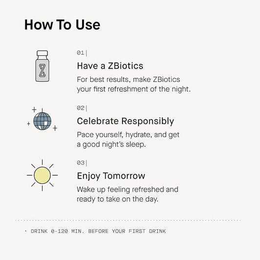 ZBiotics — Feel Better After Drinking, Wake Up Refreshed, Science-Backed, Patented Probiotic for Easier Mornings, Travel-Friendly, 3-Pack of 0.5 Fl Oz Bottles