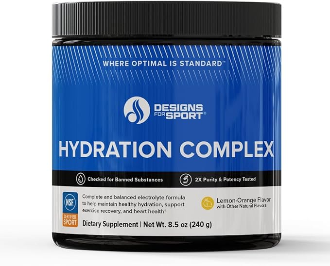 Designs for Sport Hydration Complex - Supports Hydration & Skeletal Muscle Function* - Electrolytes with D-Ribose & Vitamin C - Lemon-Orange Flavor - 8.5 oz, 30 Servings