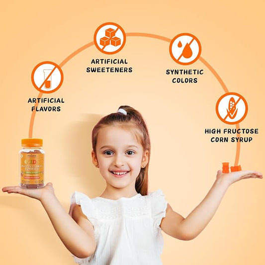 POLLOCK Bear Kids Omega-3 & Multivitamin Gummies, with Vitamin A, B5, B6, B12, C, D3, and E, Immune Support & Bone Health, Mixed Fruit Flavor, 4 Gummies per Serving, 60 Count