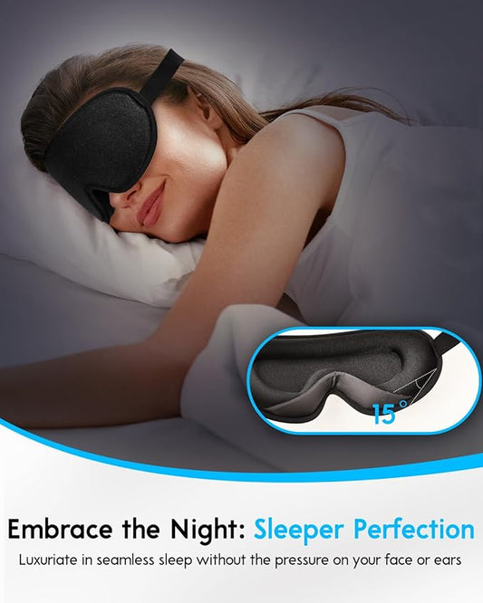 Arboleaf Sleep Mask, Sleep Eye Mask, Comfort Sleeping Mask, Adjustable Fit Sleep Masks for Women, Contoured for Zero Pressure, Sleep Eye Mask for Deep Sleep, Travel Bliss, and Serene Naps, Black