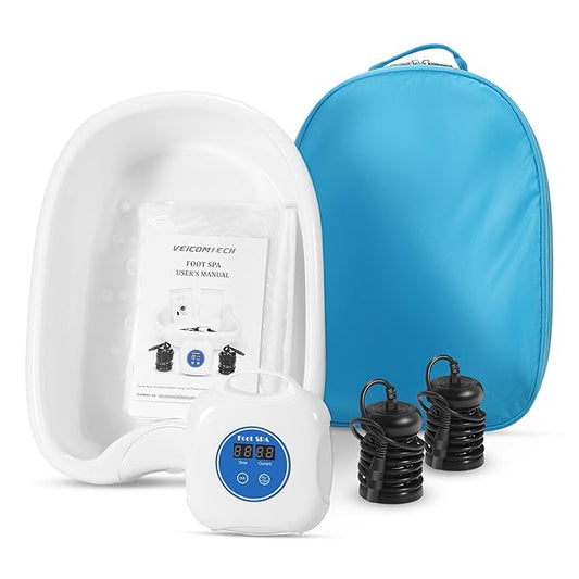 Upgrade Ionic Foot Bath Detox Machine - Ionic Detox Foot Bath, Foot Detox Machine, Touch ON/OFF, LCD & Timer for Home Use Beauty Salon (2 Arrays,100 Liners,1 Blue Bag)