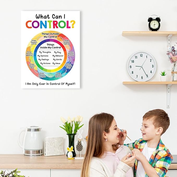 What Can I Control Wall Art,Mental Health Wall Decor,Calm Down Corner Wall Art,Inspirational Canvas Wall Decor for Classroom Therapy Office Home Psychologist