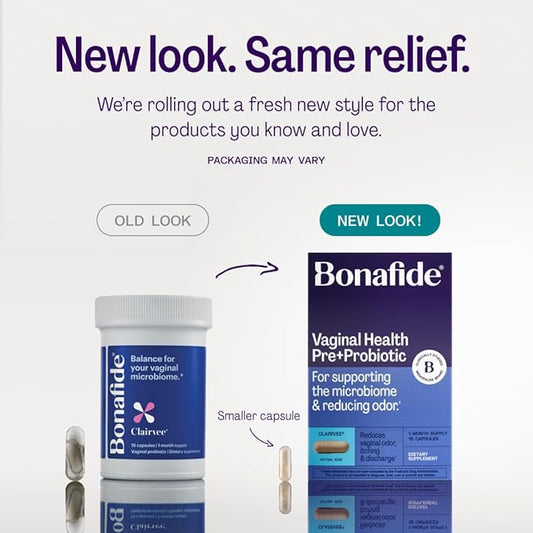 Clairvee by Bonafide. Vaginal Probiotic for Relief from Odor, Itching, & Discharge. — 2-Month Supply (30 Capsules)