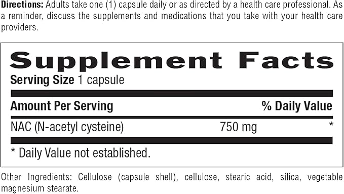 Country Life N-Acetyl Cysteine (NAC) 750 mg – Premium Liver Support and Lung Health Supplement – Powerful Antioxidant Protection, Liver Detox & Cleanse, Immune Support, 60 Vegetarian Capsules