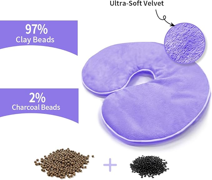 Heated Face Mask, Microwave Heating Pad for Face, Sinus Mask for Migraine, Tension, Stress, Headache, Relaxation(with Washable Cover), Hot Cold Use - Purple