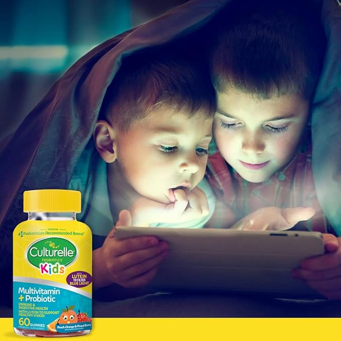Culturelle Kids Probiotics, Multivitamin + Probiotic, Peach-Orange & Mixed Berry, 60 Gummies