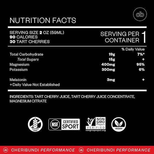 Cheribundi | 100% Tart Cherry Juice Sleep Concentrate Grab & Go | 2 Fluid Ounce Pouch for Maximum Recovery with 30 Tart Cherries | 90 Calories, 0 Preservatives, Non-GMO | 2 floz (Pack of 6