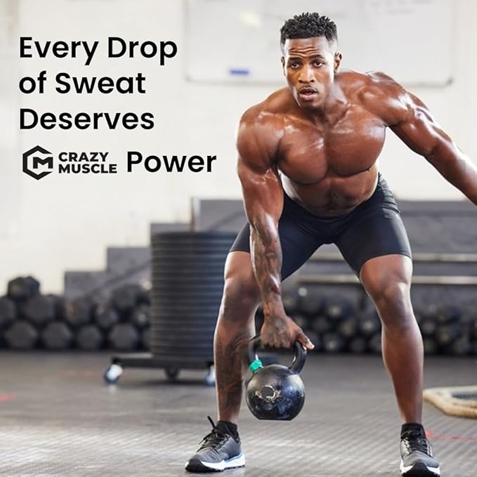 Crazy Muscle Creatine Monohydrate Powder, 5000mg Premium 3X ThreeAtine Pre Workout Mass Gainer, High Absorption Easy to Take Powder Optimum Performance for Men & Women, 60 Servings