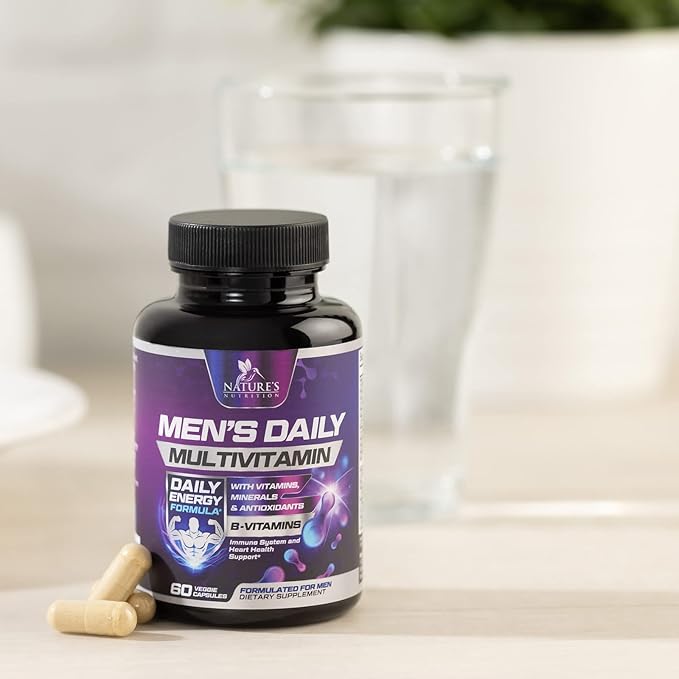 Multivitamin for Men - Vitamin A, C, D, E, Zinc, Calcium, Multivitamins for Immune Health Support, Vitamin B12, Men’s Daily Multivitamin Supplement Capsules, Non-GMO Mens Multi Vitamins - 60 Capsules