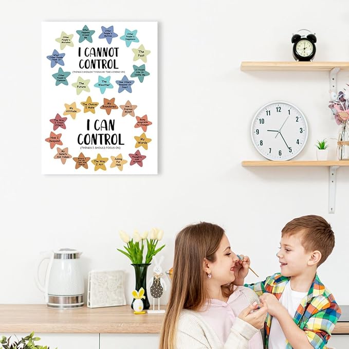 Mental Health Wall Decor,I Can Control Wall Art,Therapy Office Wall Decor,Inspirational Canvas Wall Art for Classroom Psychologist Office Home