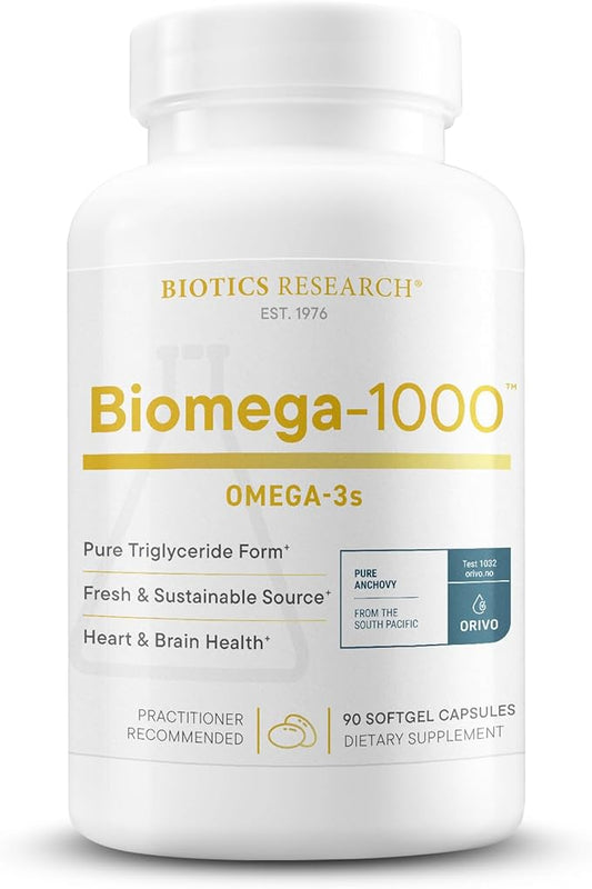 Biotics Research Biomega-1000™ Omega 3 Fish Oil with EPA/DHA -Omega-3 Fatty Acids 1000 mg- Highly Concentrated Fish Oil for Women & Men –Supports Immune, Brain & Heart Health–90 Softgels