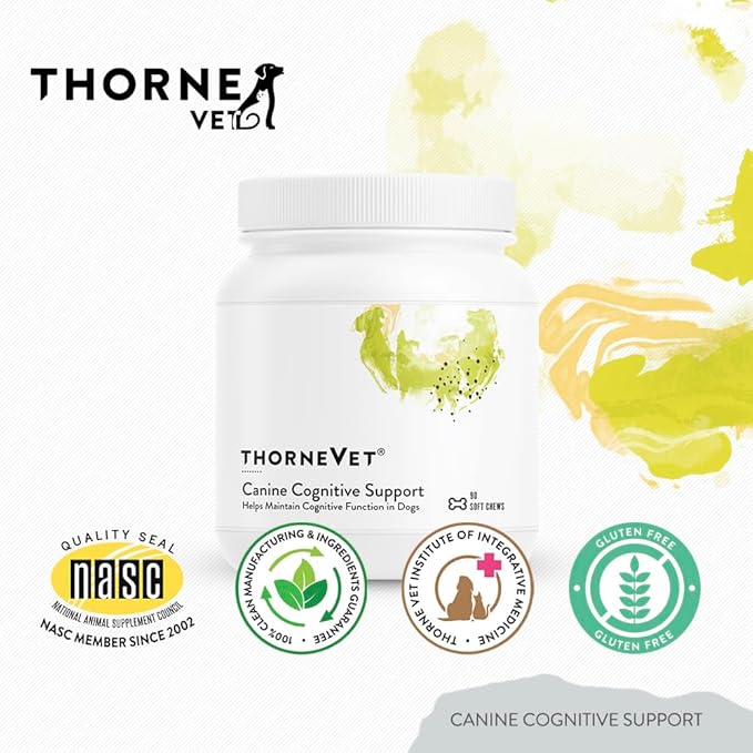 ThorneVet Canine Cognitive Support Soft Chews for Dogs - Great Tasting Health Supplement with B Vitamins and Antioxidants to Support The Brain Health of Your Senior Dog - 90 Soft Chews