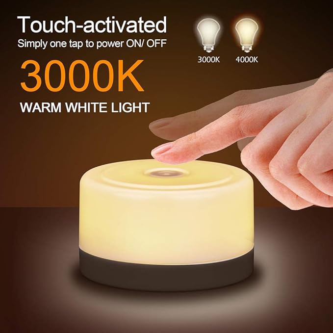 S SELDORAUK Touch Night Lights for Kids with Dimming Function, Rechargeable Nursery Night Light Kit (3000K Warm White 1Pack)
