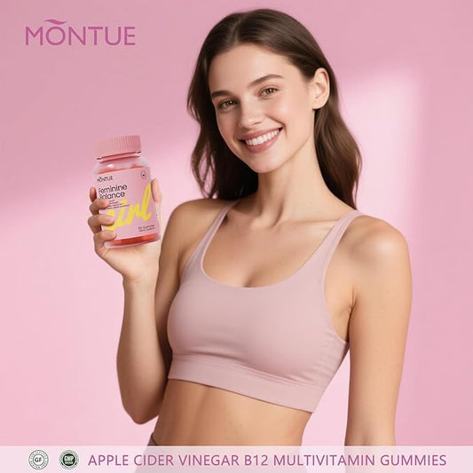 Premium Feminine Balance Gummies-pH Balance with Prebiotics & Lactobacillus Probiotic Blend&Hawaiian Pineapple Immune Support, Vegan, 60 Gummies (30)