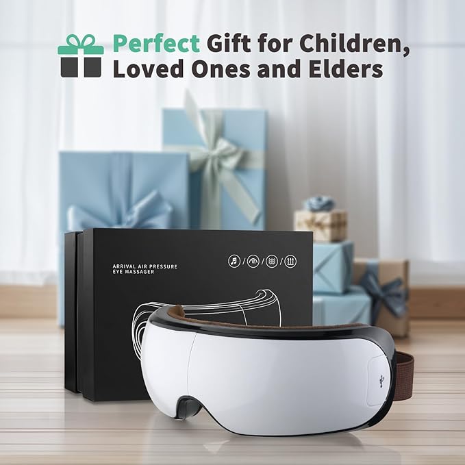Heated Eye Massager with Music & Compression, FSA Eye Mask for Migraines, Dry Eyes & Dark Circles Relief, Sleep Improvement, Portable Massager for Women & Men