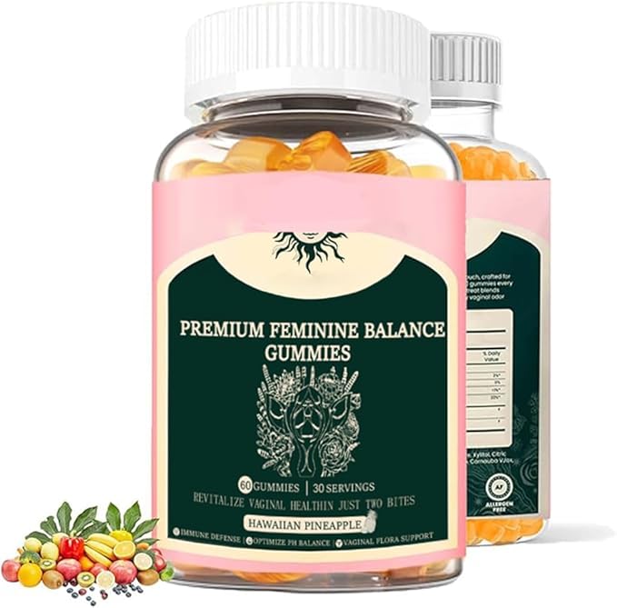 Feminine Balance Gummies, Hawaiian Pineapple, Vegan, Gluten-Free，Support Women's Health, 60 Gummies1