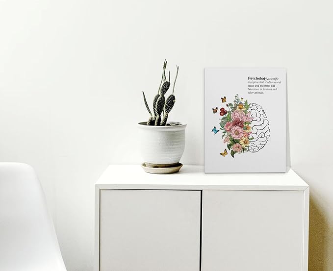 Flower Brain Human Anatomy Framed Canvas Wall Art Decor 11×14 inch, Psychology Mental Health Print Painting Artwork Home Wall Decoration For Home Therapist Counseling Office Bedroom Living Room