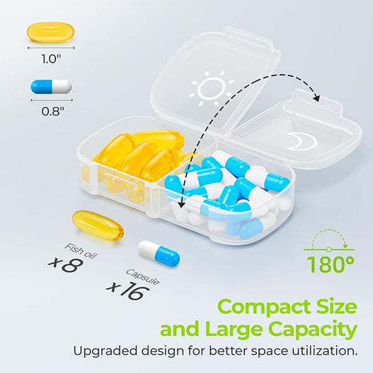 AUVON XL Weekly Pill Organizer 2 Times a Day, Pill Box 7 Day with One-Side Large Openings for Easy to Use, White AM PM Pill Case for Medication, Vitamins, Fish Oils, Supplements