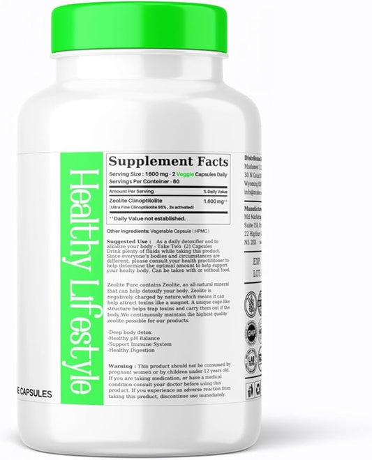 aromel Zeolite Powder 120 Capsules | Detox | Clinoptilolite 95% | 3X Activated | Natural Mineral Dust Less-Than 1 µm