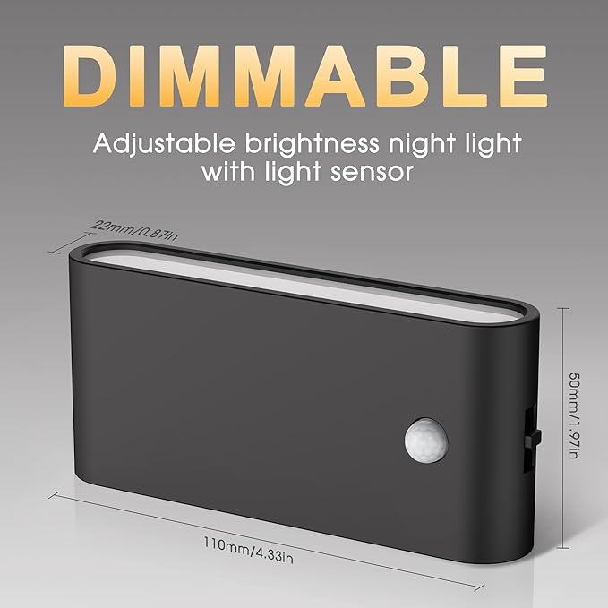 Briignite Motion Sensor Night Light, 2 Pack Motion Activation Night Lights Plug into Wall, Auto On Off, 0-100LM Dimmable Night Light Plug in, 3000K Warm White LED Nightlight for Kids Bedroom Hallway