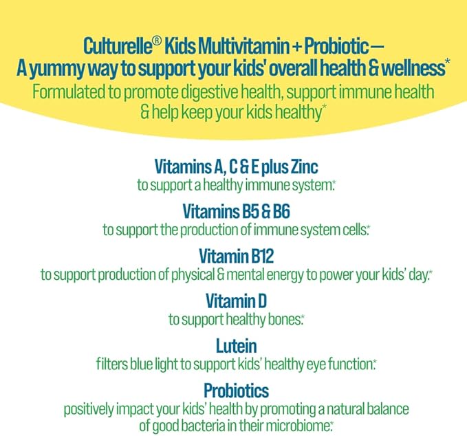 Culturelle Kids Probiotics, Multivitamin + Probiotic, Peach-Orange & Mixed Berry, 60 Gummies