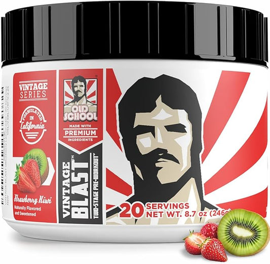 Old School Labs Ultimate 2 Stage Pre Workout for Explosive Energy, Massive Pumps & Focus - Preworkout for Men & Women - Natural Pre Workout Powder with Amino Acids, 250mg Caffeine, Strawberry Kiwi