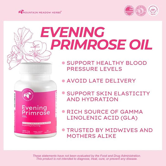 Mountain Meadow Herbs Evening Primrose Oil 1,000mg – Omega-6 Fatty Acids for Women’s Health, Supports Clear Skin & Hormonal Balance, Gluten-Free, Easy-to-Take Softgels (30 Count)