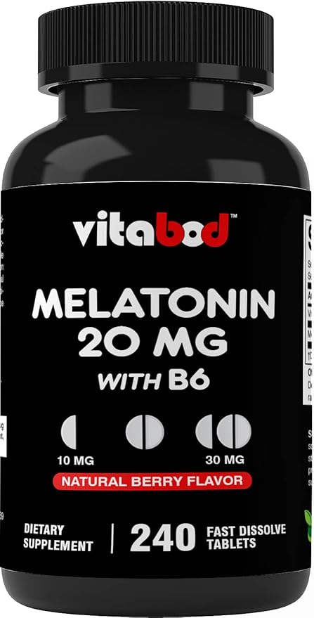 Melatonin 20 mg - 240 Fast Dissolve Tablets - Drug Free - Natural Berry Flavor - Vegetarian, Non-GMO, Gluten Free 240 Count (Pack of 1) (240 Count (Pack of 1))