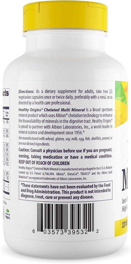 Healthy Origins Chelated Multi Mineral (Albion Minerals, Bioavailable, Non-GMO, Gluten Free), 240 Veggie Caps