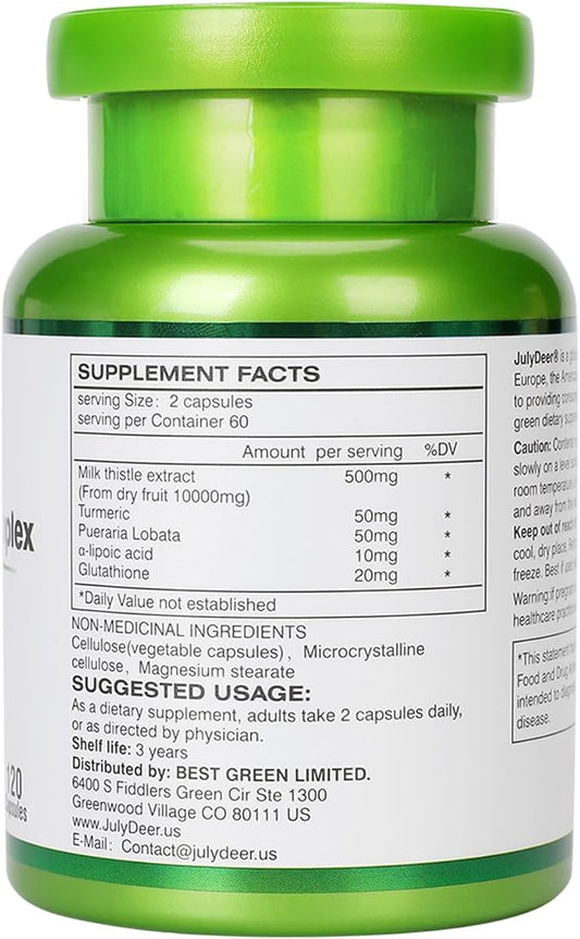 Milk Thistle 500 mg Silymarin Marianum Liver Support, Antioxidant Support, Detox, Liver Protection Capsules for Staying Up Late, Drinking and Hangover, Dull Skin
